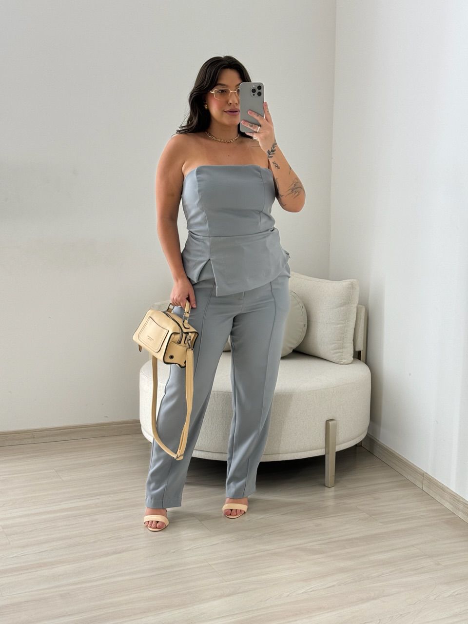 CONJUNTO LANA TOMARA QUE CAIA CINZA
