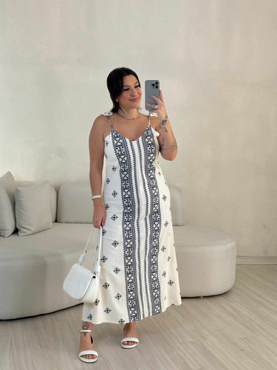 VESTIDO KARLA LINHO ÉTNICO AZUL