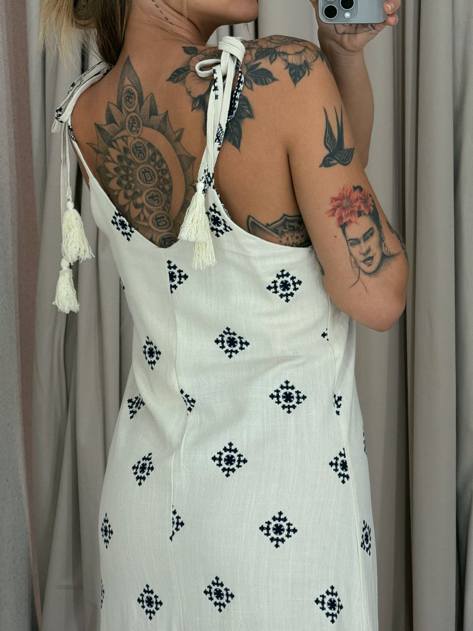 VESTIDO KARLA LINHO ÉTNICO AZUL