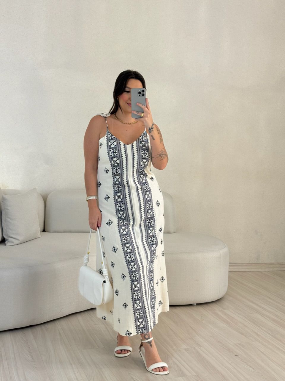 VESTIDO KARLA LINHO ÉTNICO AZUL