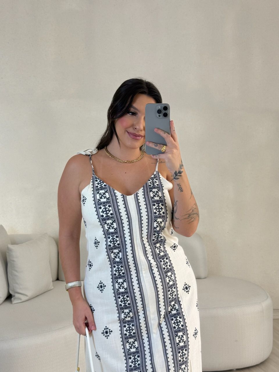 VESTIDO KARLA LINHO ÉTNICO AZUL