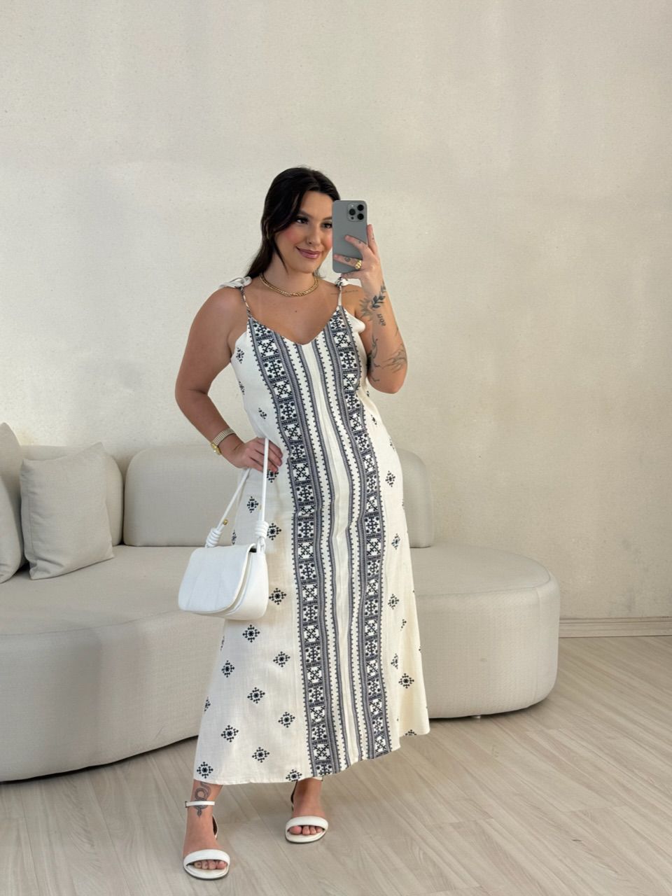 VESTIDO KARLA LINHO ÉTNICO AZUL
