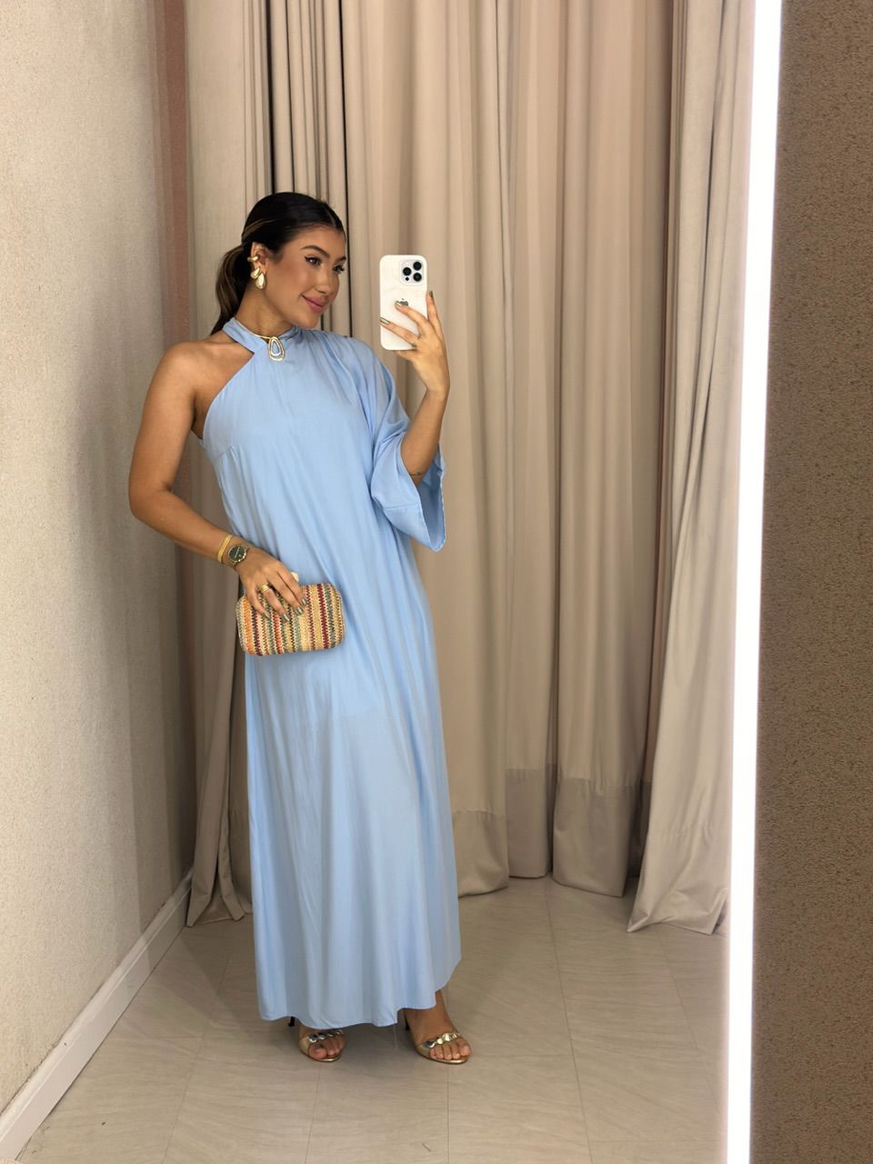 VESTIDO MONIQUE LONGO AZUL