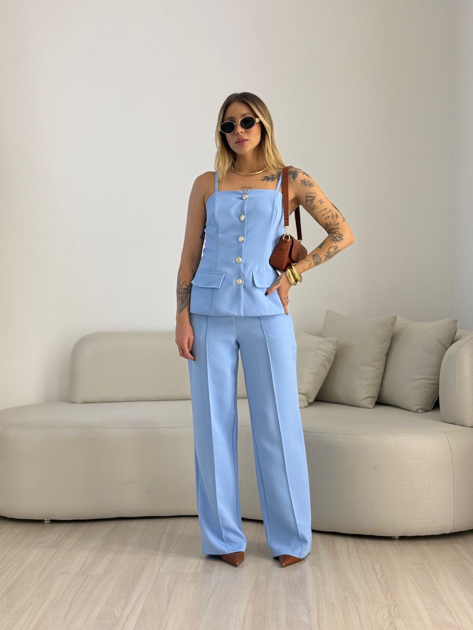 CONJUNTO MARGOT 02 BOTÕES AZUL