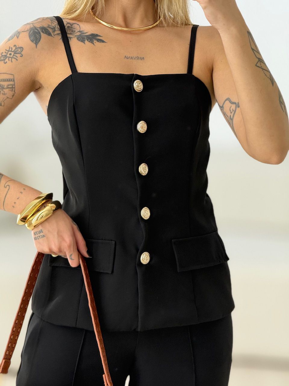 CONJUNTO MARGOT 02 BOTÕES PRETO