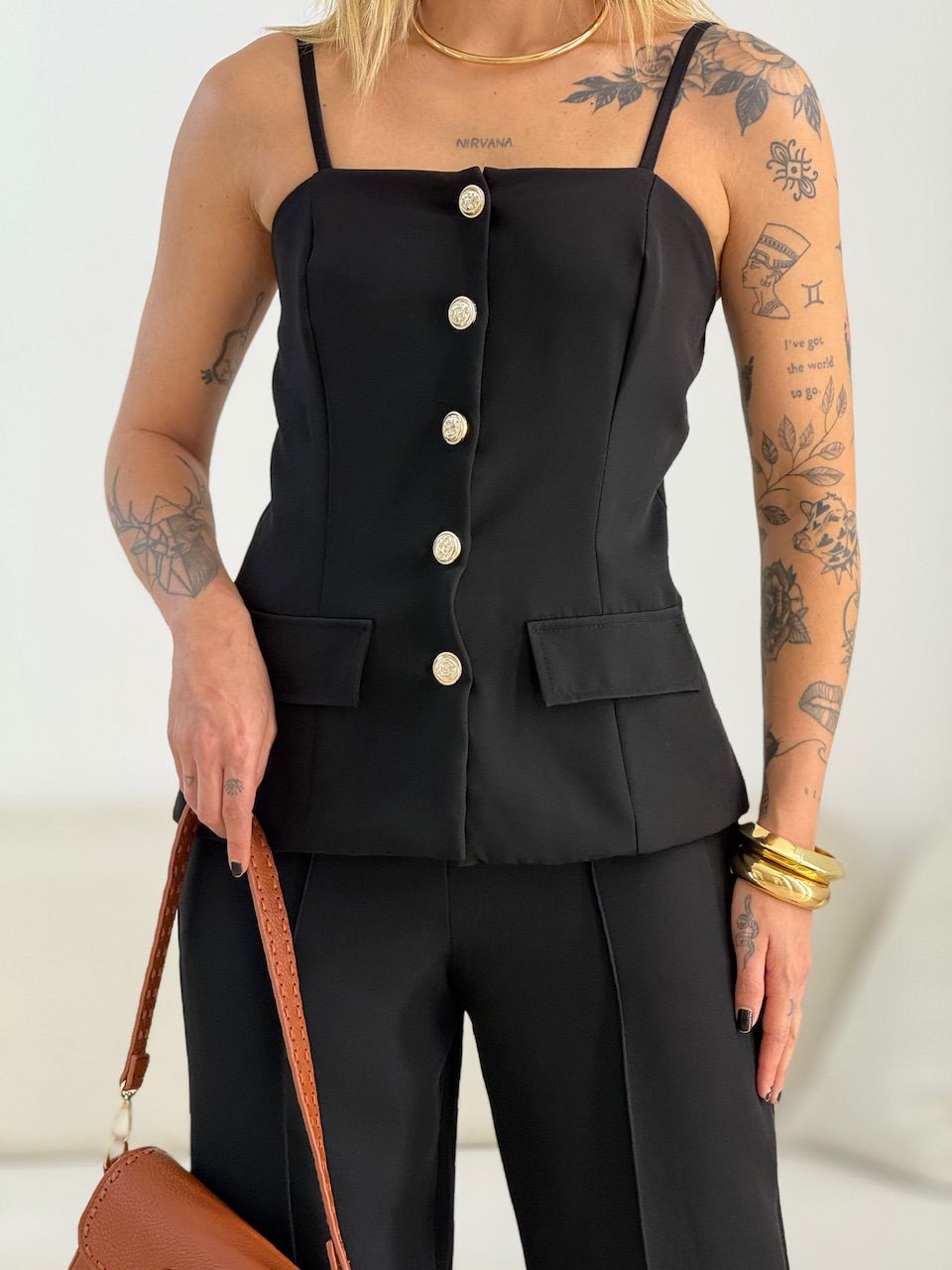 CONJUNTO MARGOT 02 BOTÕES PRETO