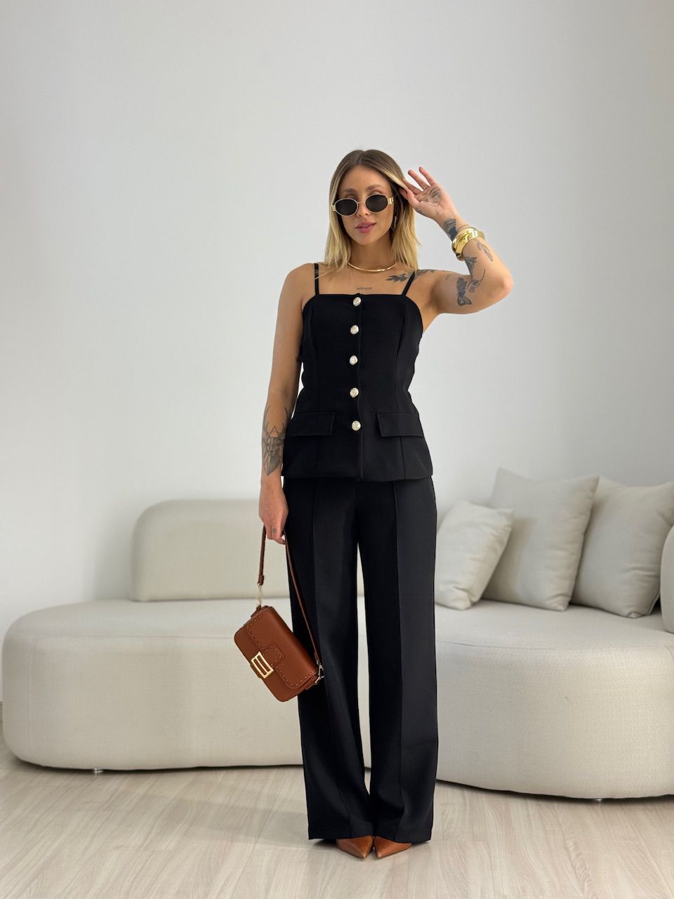 CONJUNTO MARGOT 02 BOTÕES PRETO - 0069480032 - CAROLLA FERRARO