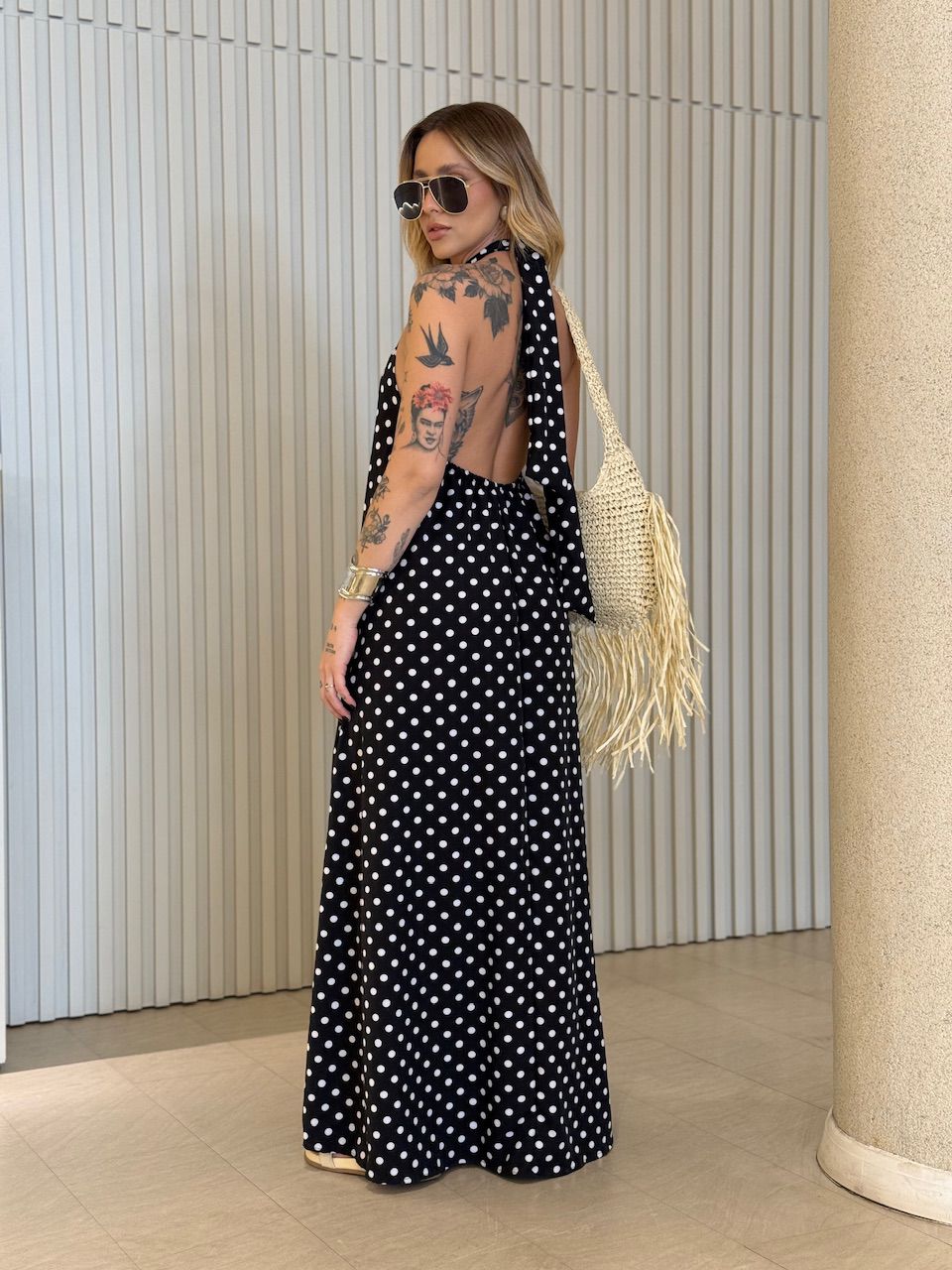 VESTIDO HANNA LONGO POÁ BRANCO