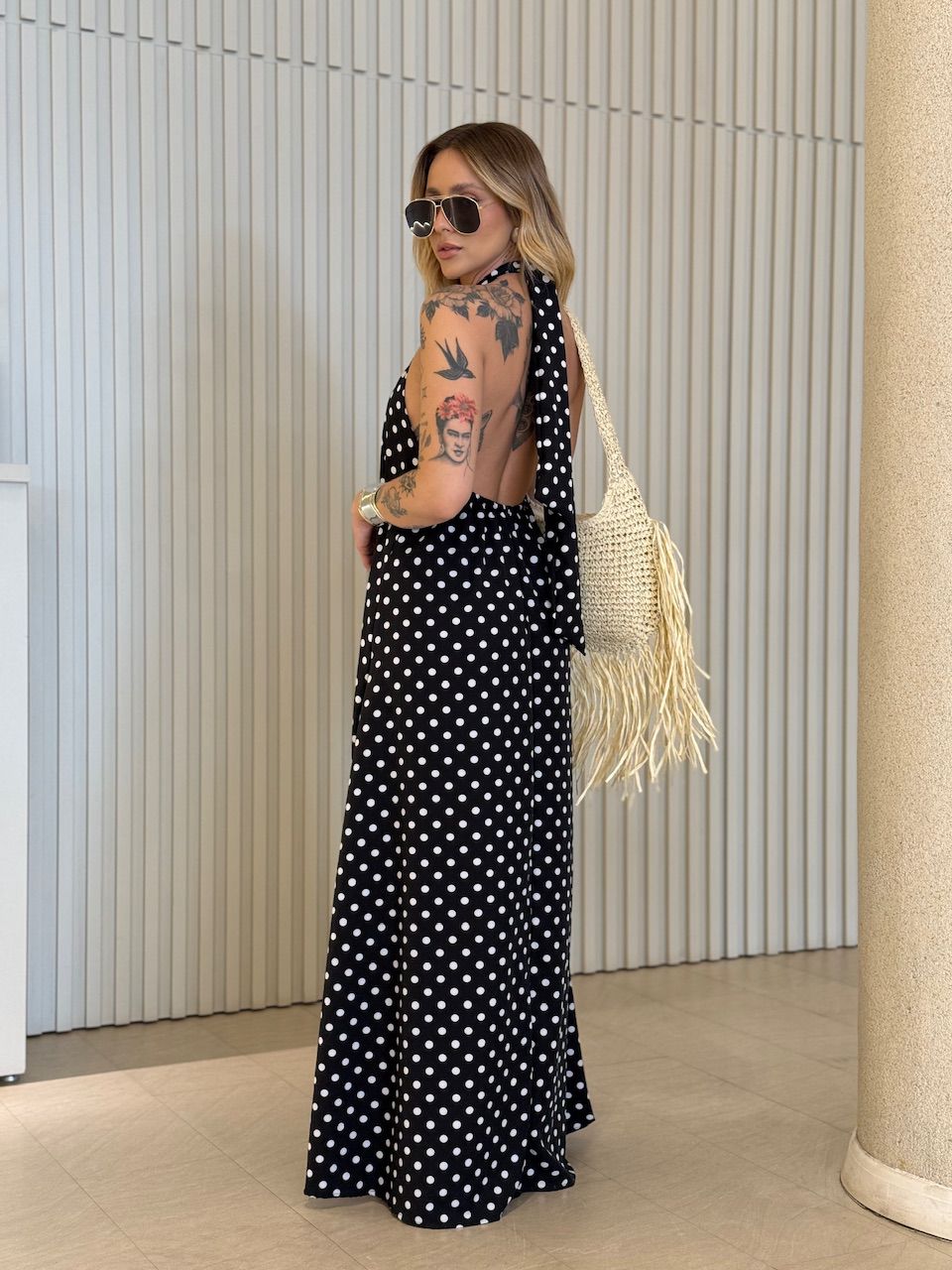 VESTIDO HANNA LONGO POÁ BRANCO