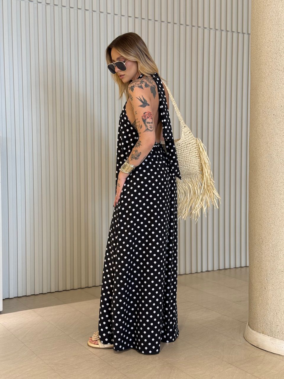 VESTIDO HANNA LONGO POÁ BRANCO