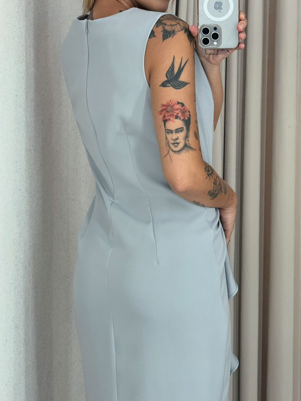 VESTIDO ADÉLIA CAVADO CINZA