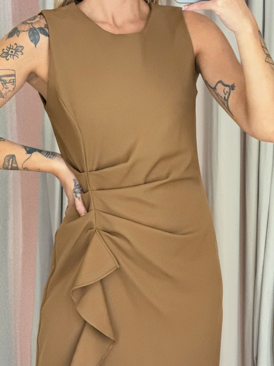 VESTIDO ADÉLIA CAVADO NUDE