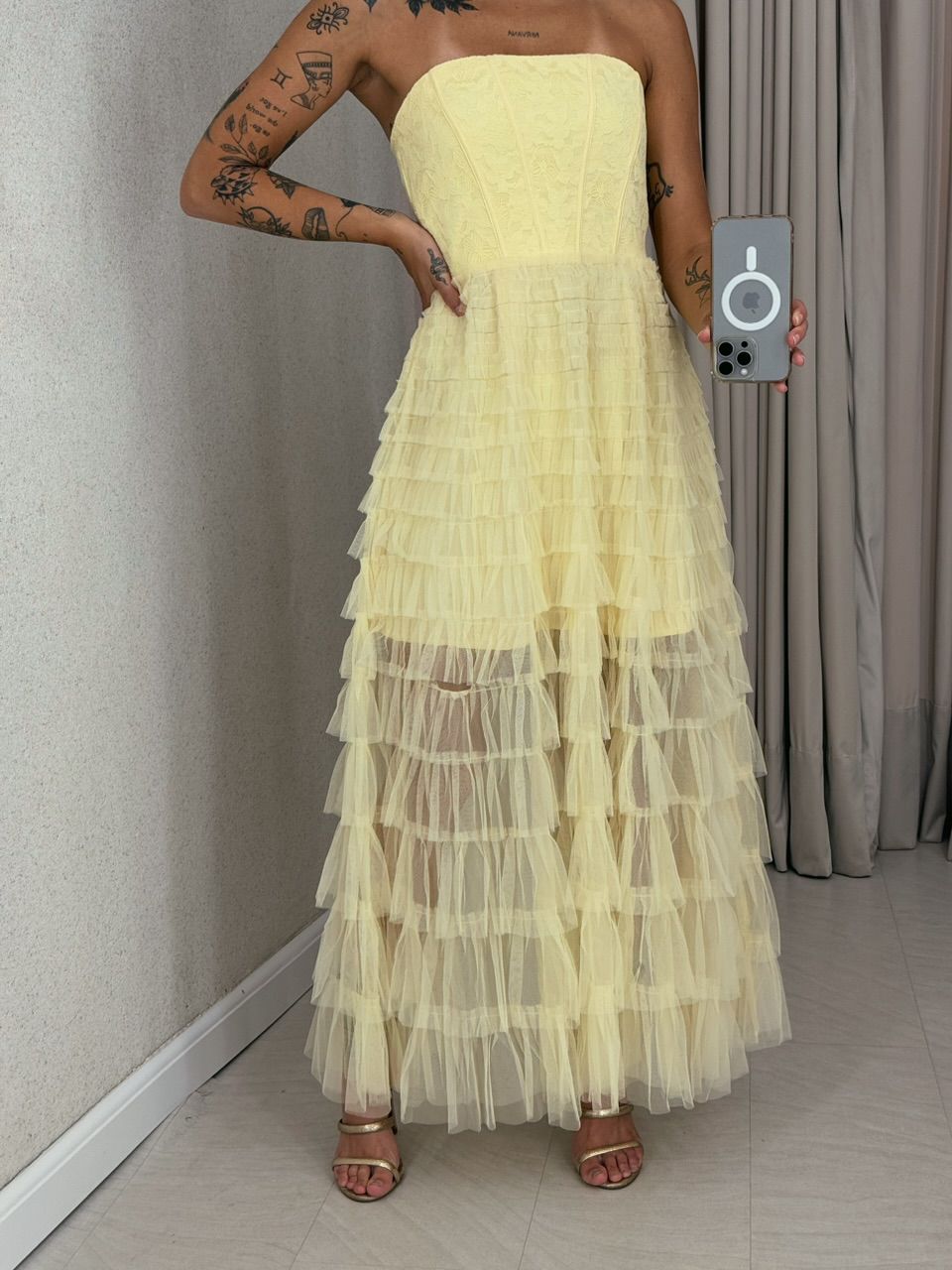 VESTIDO ANDREIA tule Amarelo