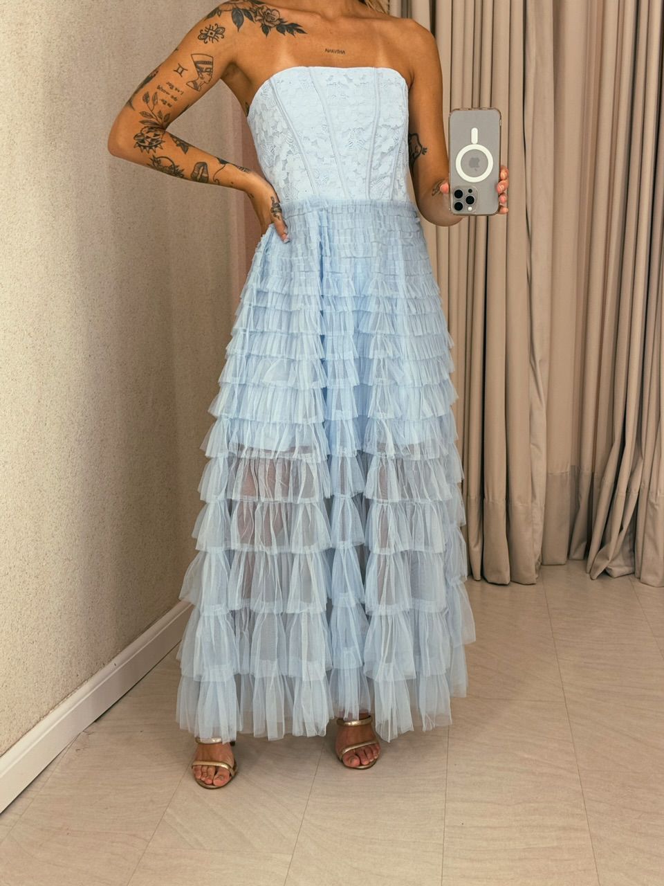 VESTIDO ANDREIA tule azul