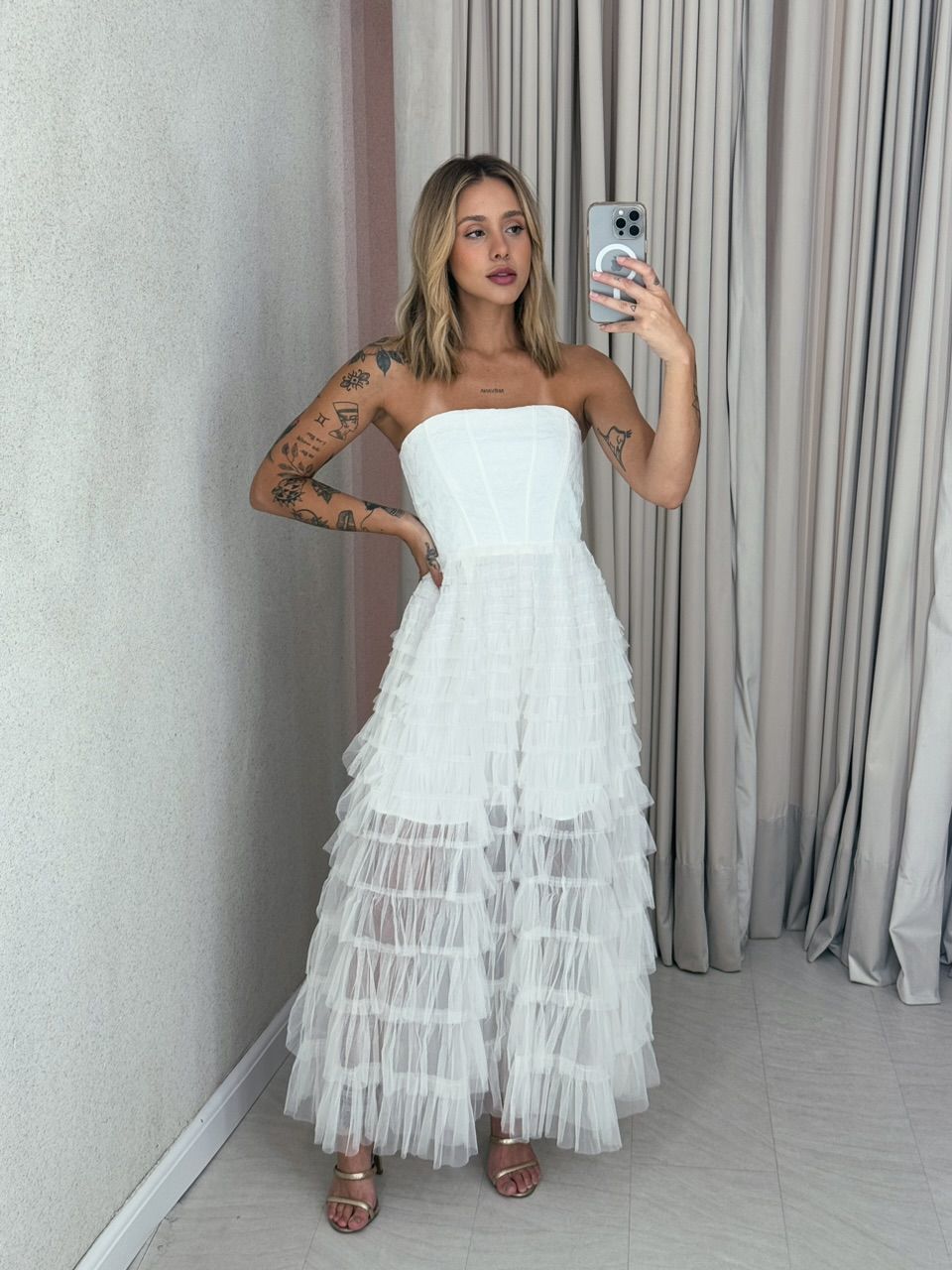 VESTIDO ANDREIA tule off - 0058790048 - CAROLLA FERRARO