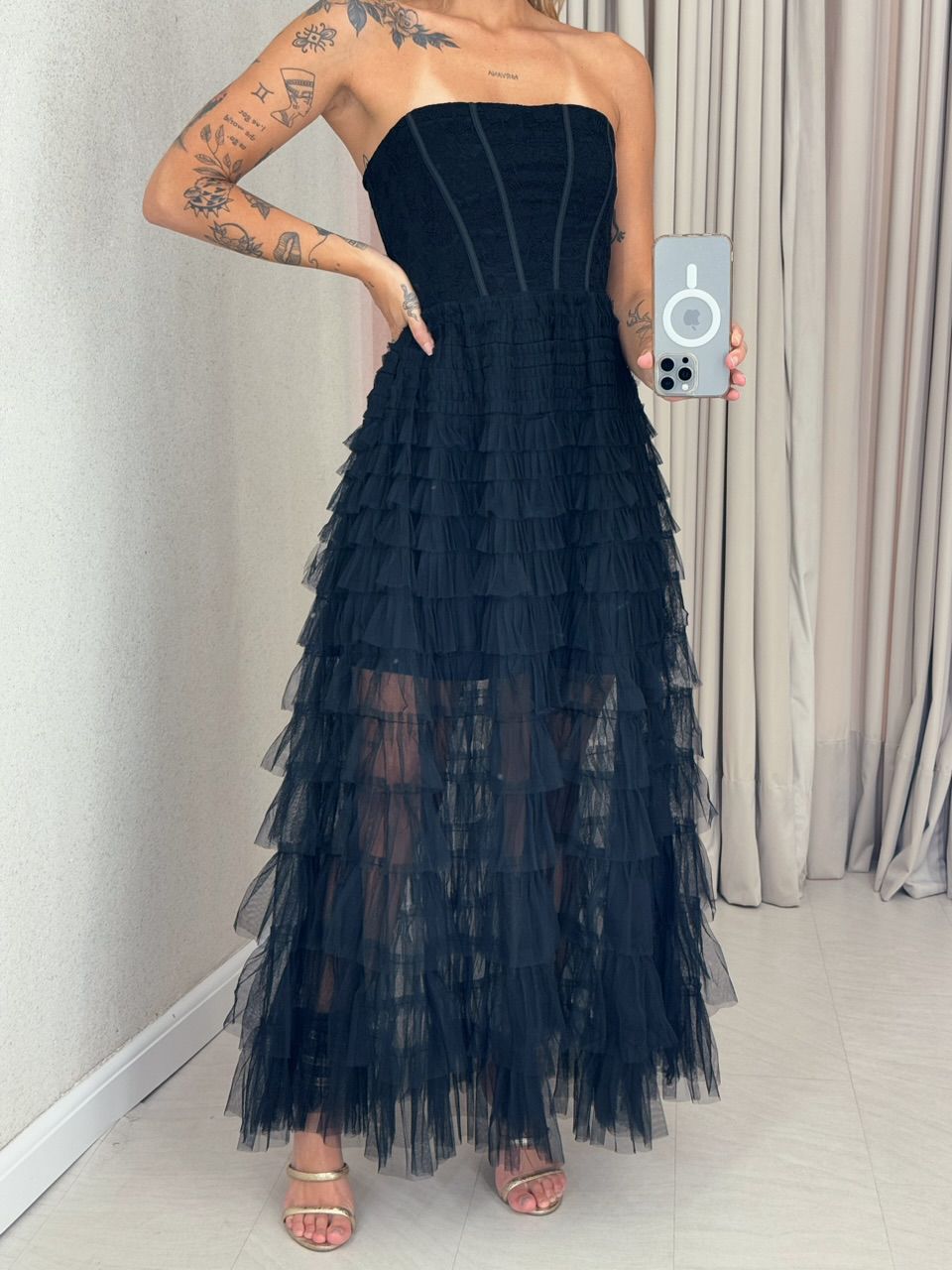 VESTIDO ANDREIA tule preto