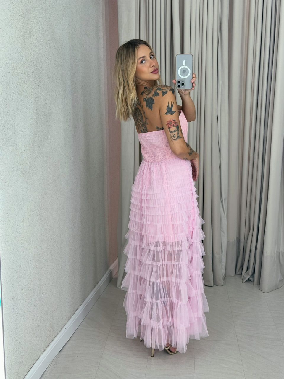 VESTIDO ANDREIA tule Rosa