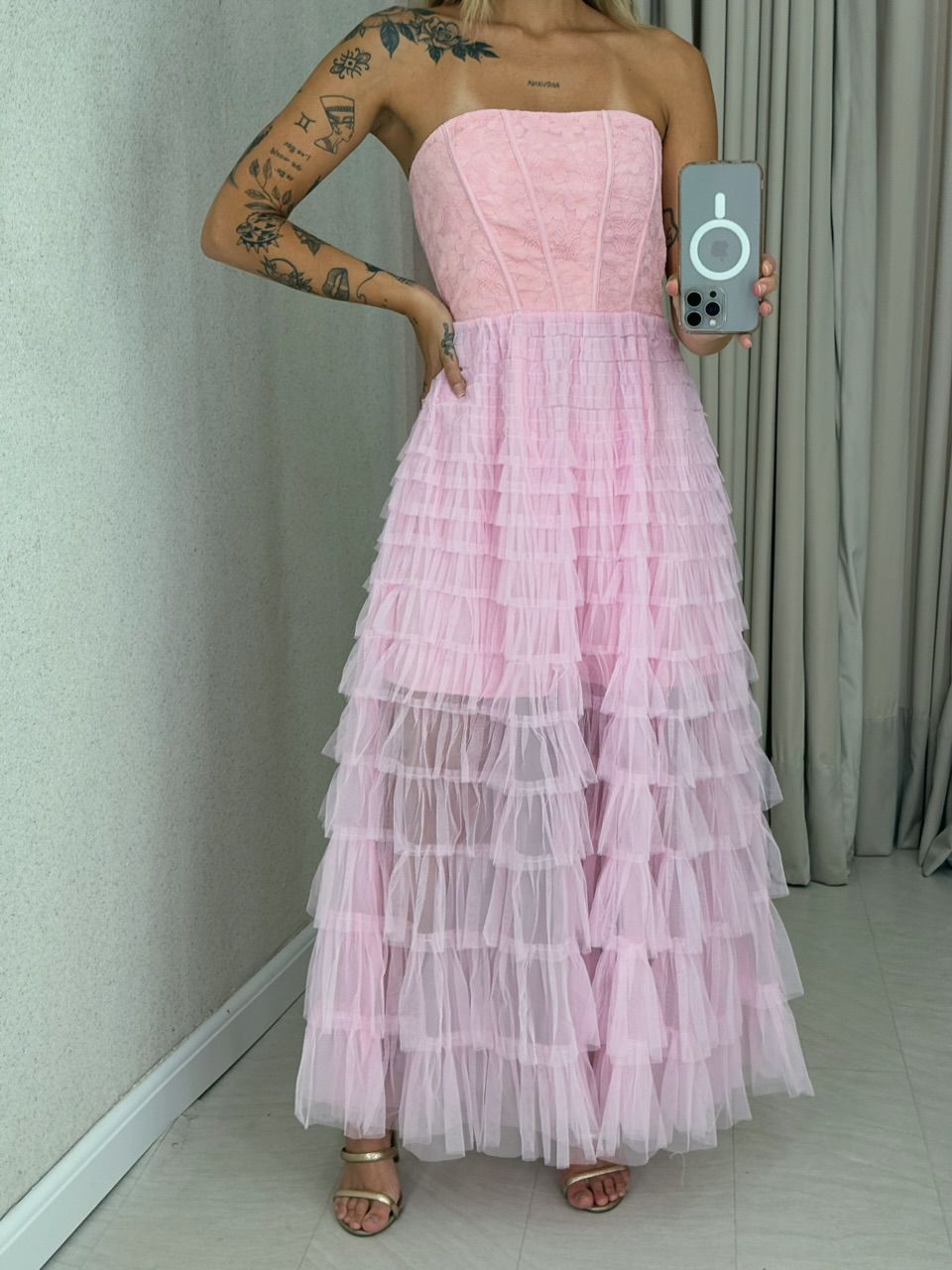 VESTIDO ANDREIA tule Rosa