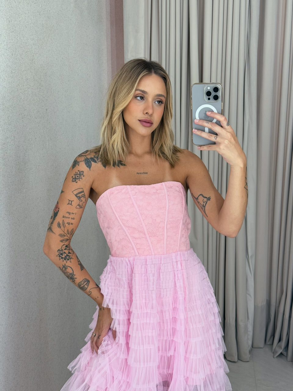 VESTIDO ANDREIA tule Rosa