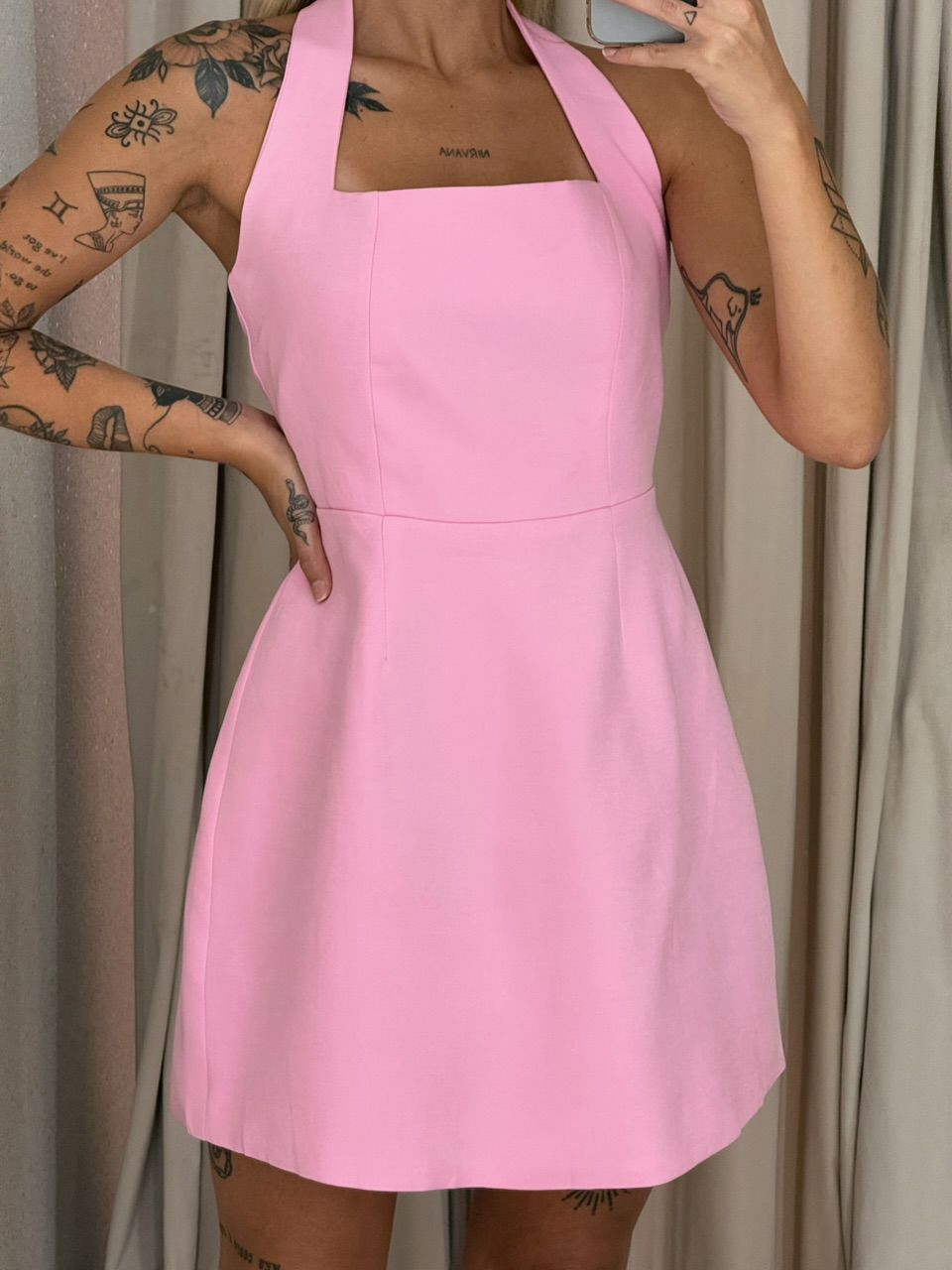 VESTIDO DAMARES FRENTE ÚNICA ROSA