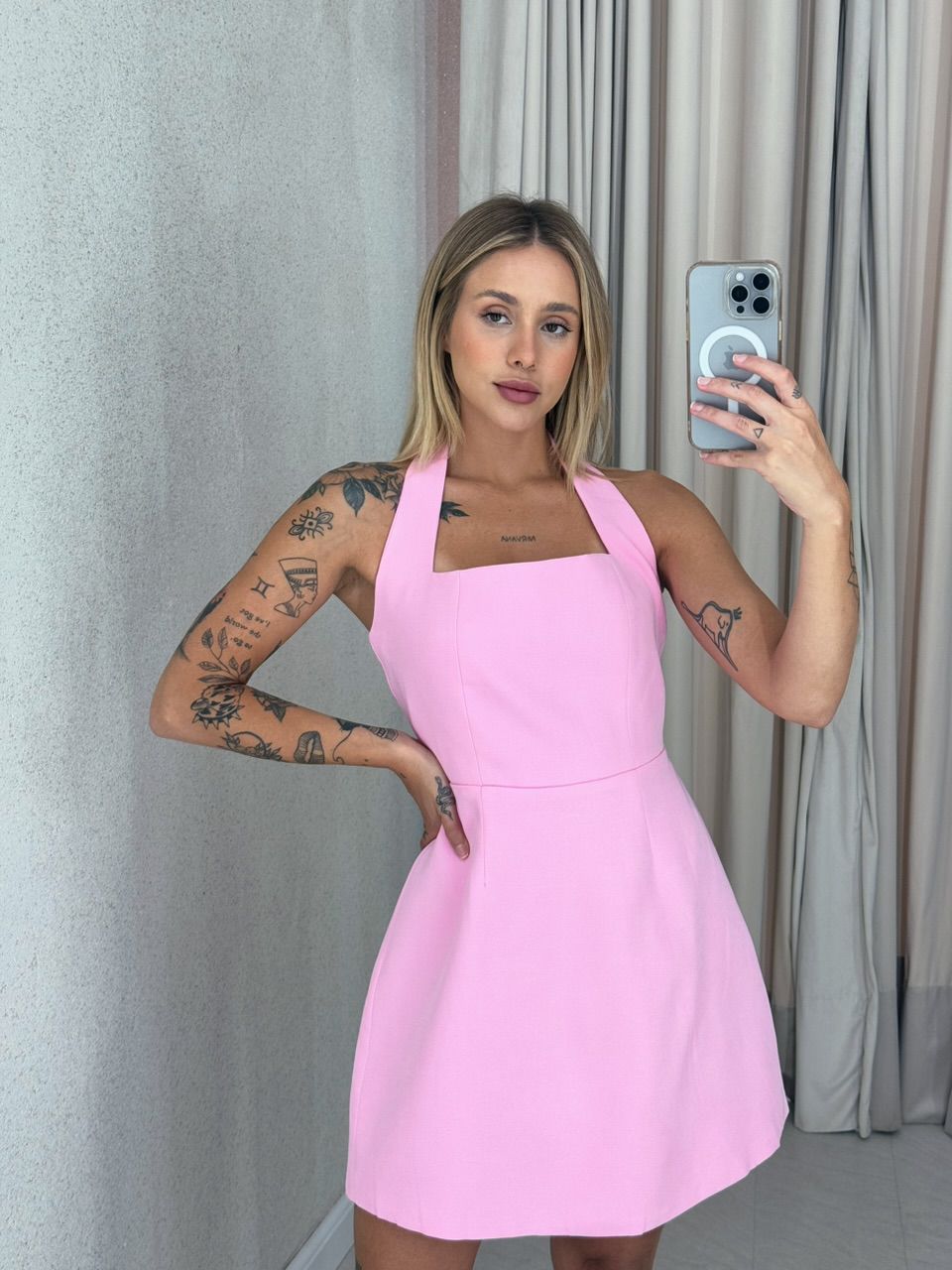 VESTIDO DAMARES FRENTE ÚNICA ROSA