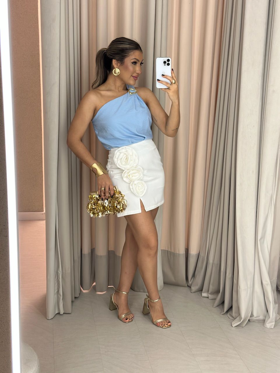 BLUSA NATALY NULA MANGA AZUL