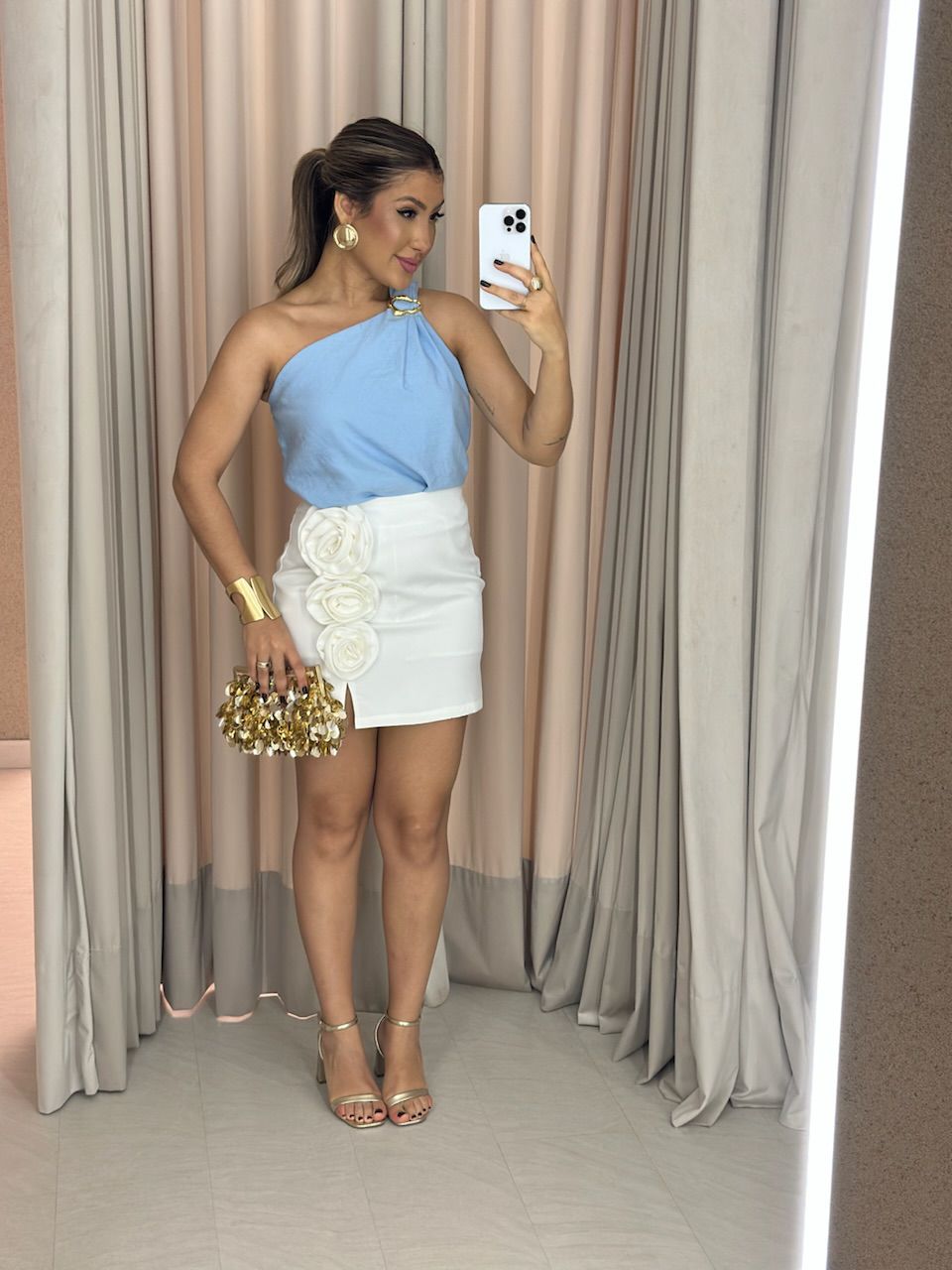 BLUSA NATALY NULA MANGA AZUL