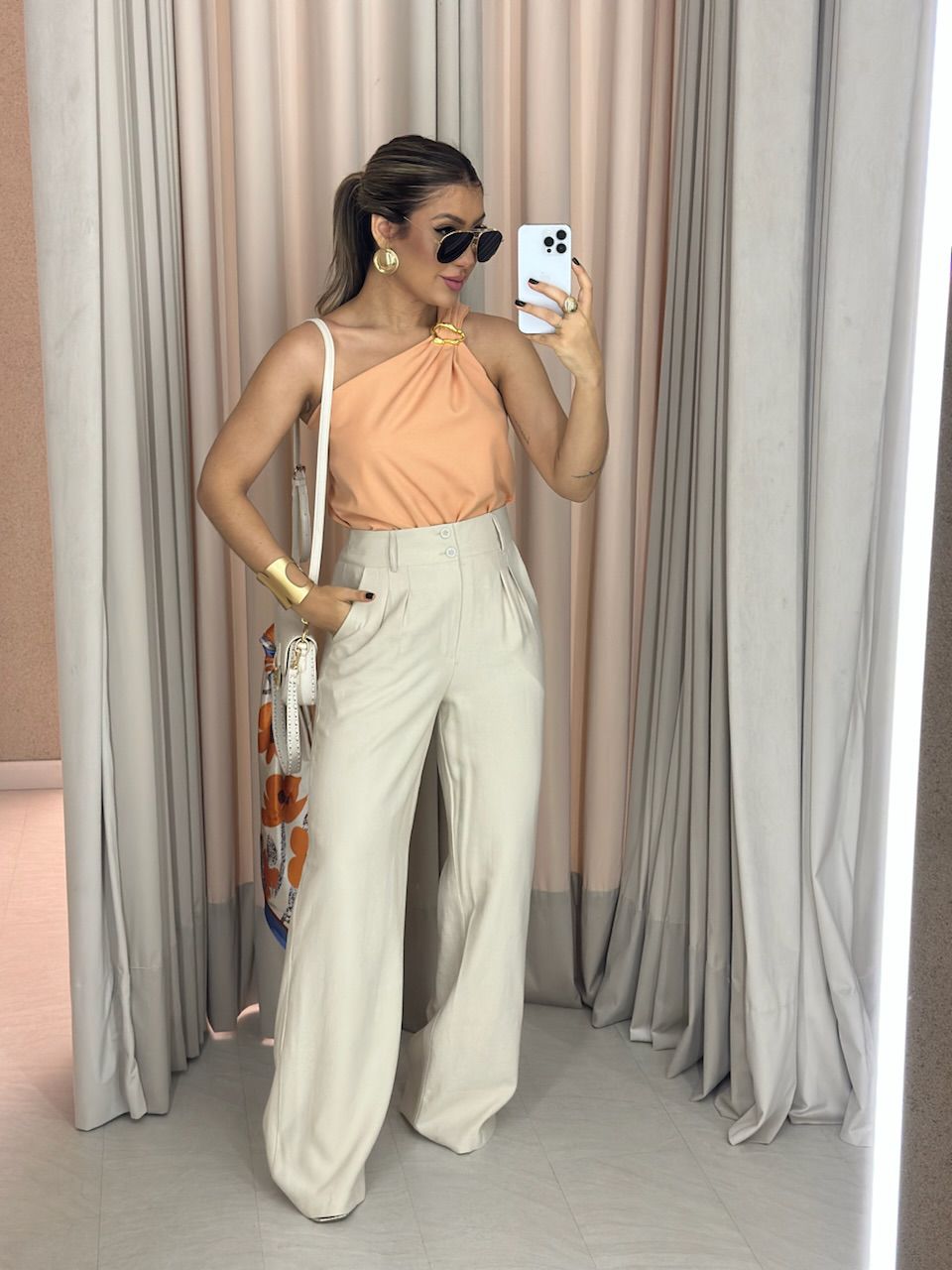 BLUSA NATALY NULA MANGA PÊSSEGO