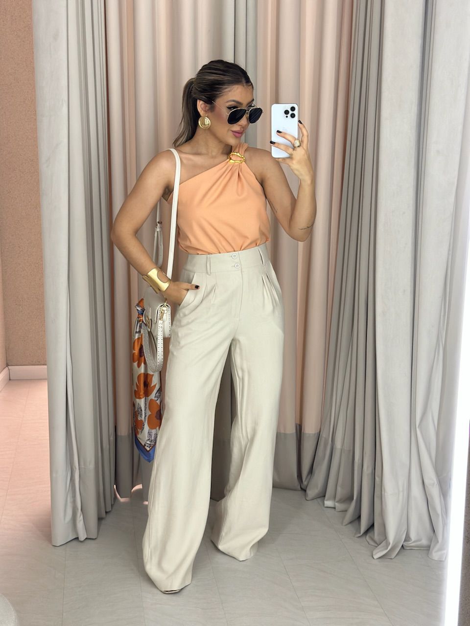 BLUSA NATALY NULA MANGA PÊSSEGO