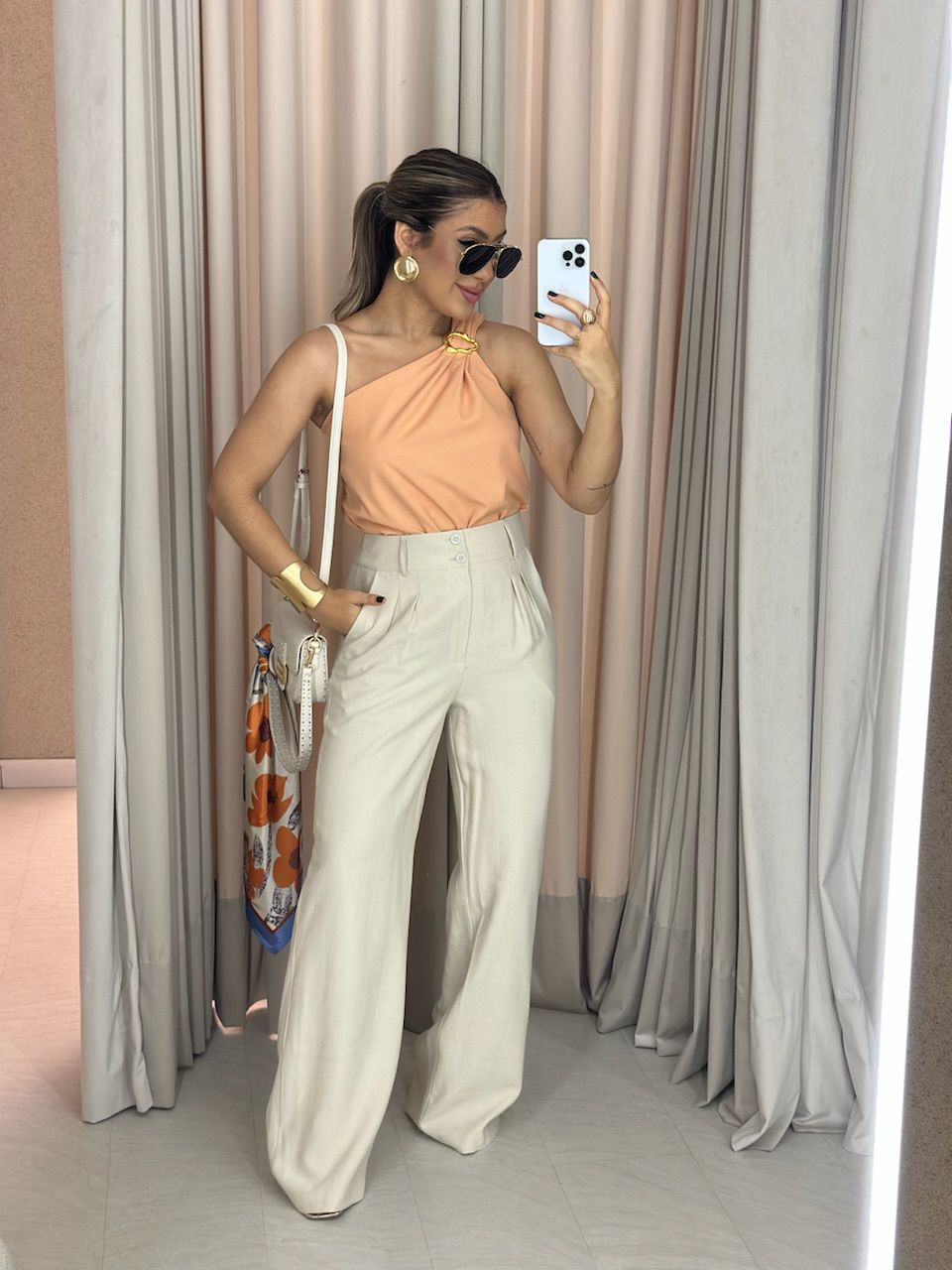 BLUSA NATALY NULA MANGA PÊSSEGO