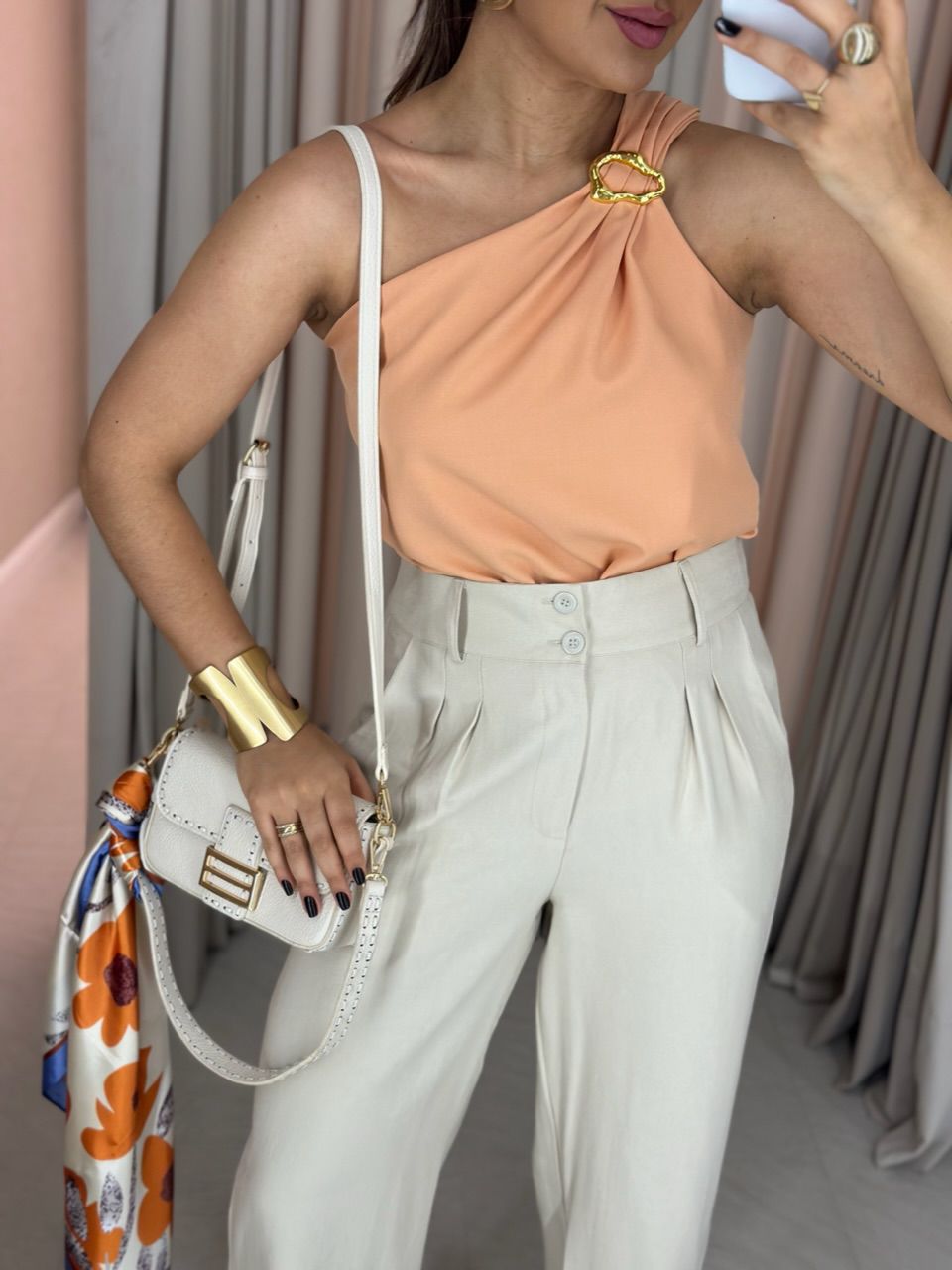 BLUSA NATALY NULA MANGA PÊSSEGO