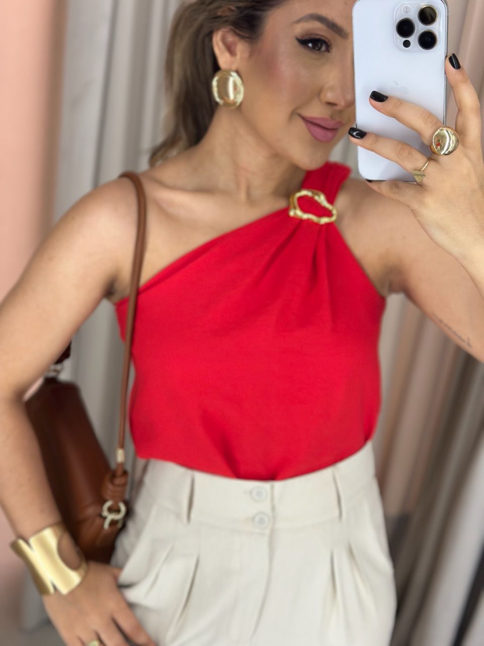 BLUSA NATALY NULA MANGA vermelha