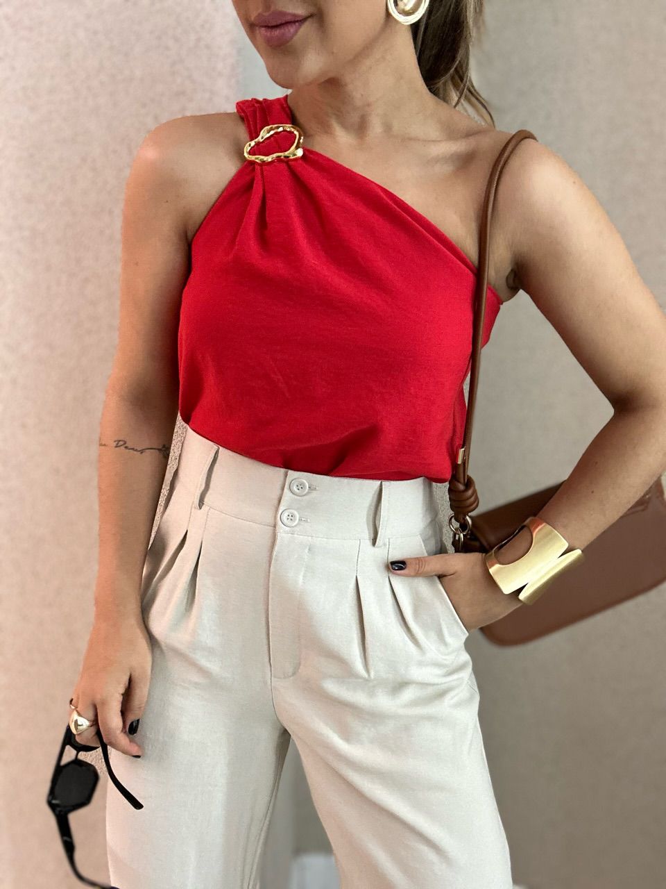 BLUSA NATALY NULA MANGA vermelha