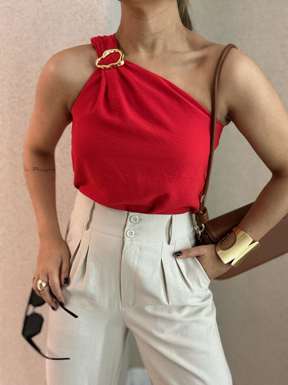 BLUSA NATALY NULA MANGA vermelha