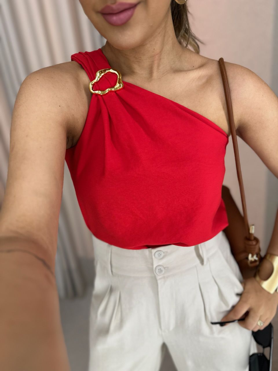 BLUSA NATALY NULA MANGA vermelha