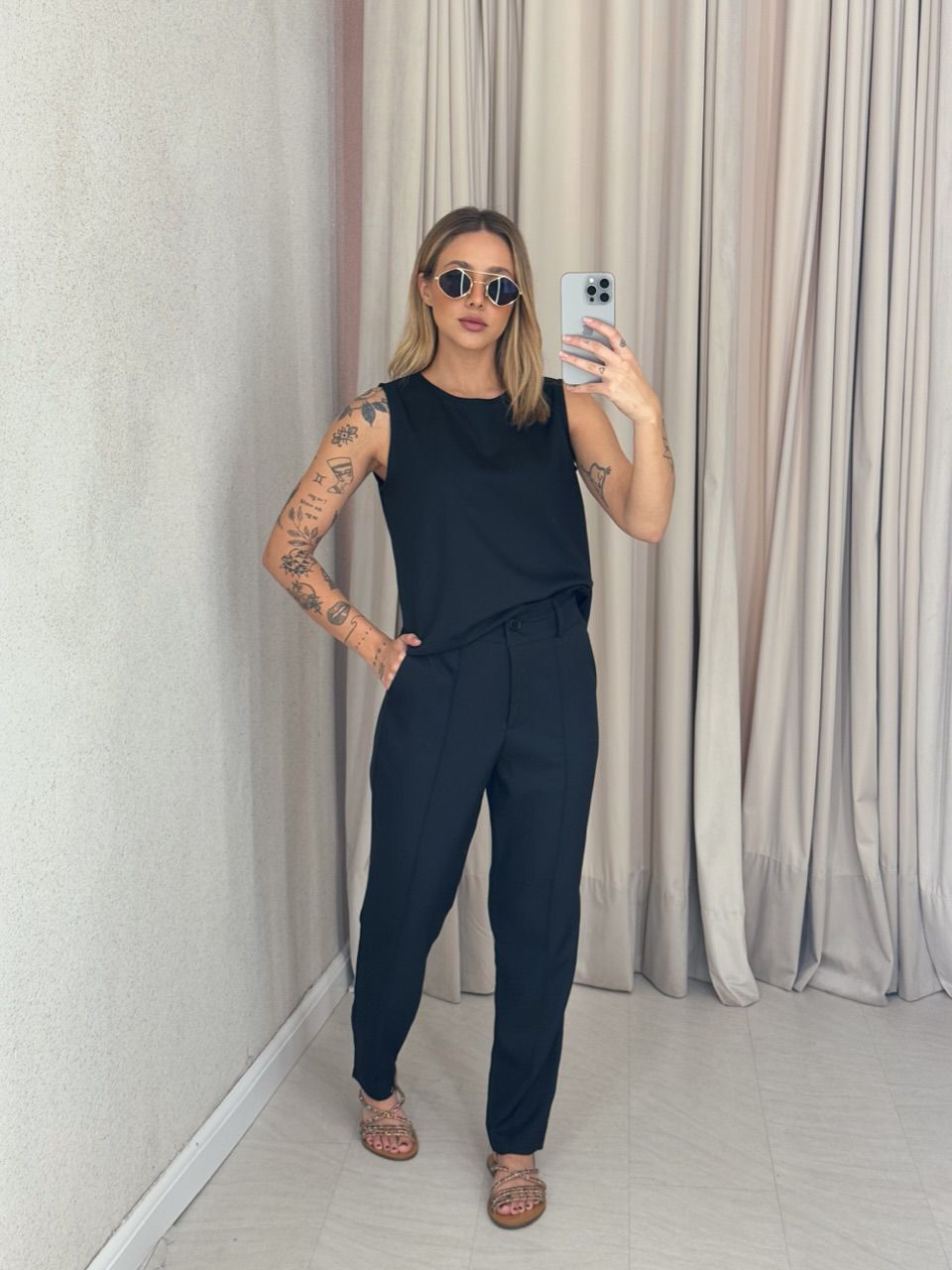 CONJUNTO HELGA CALÇA PRETO - 0060260032 - CAROLLA FERRARO