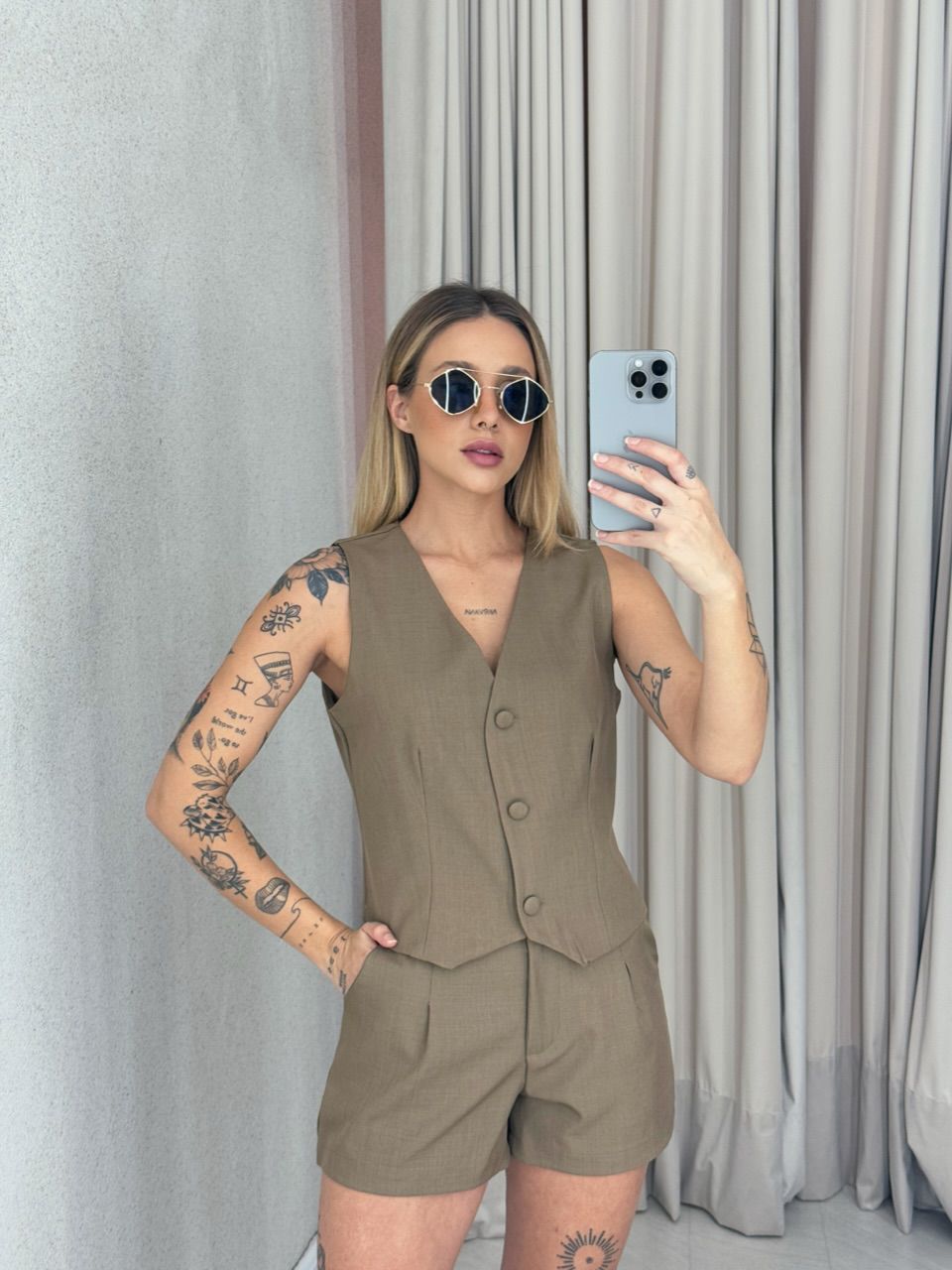 CONJUNTO PETÚNIA SHORT CAQUI