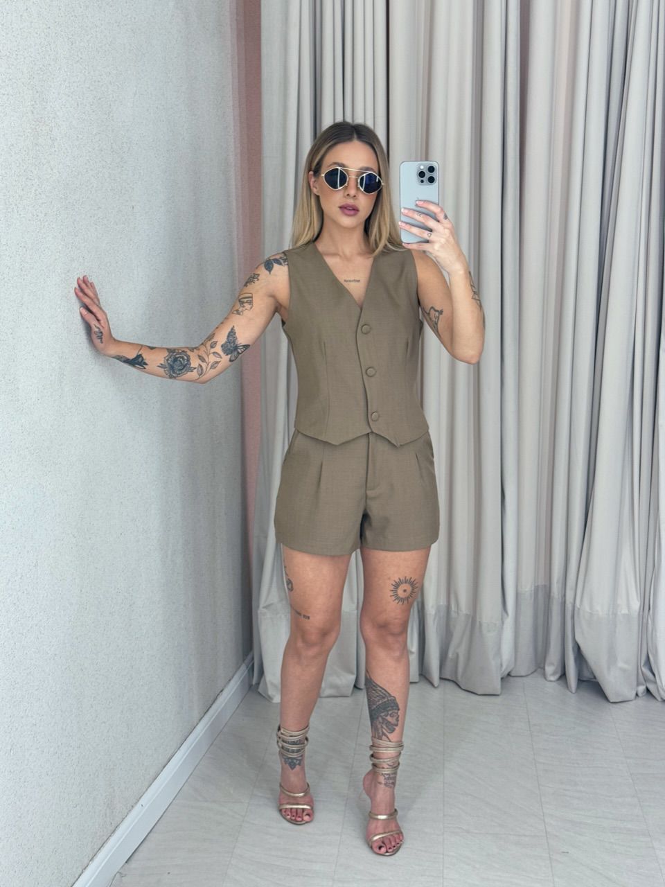 CONJUNTO PETÚNIA SHORT CAQUI