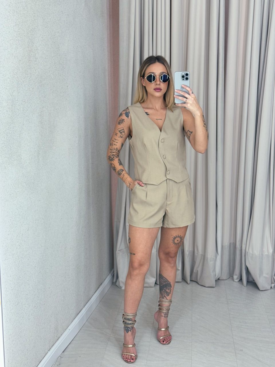 CONJUNTO PETÚNIA SHORT NUDE - 0060240049 - CAROLLA FERRARO