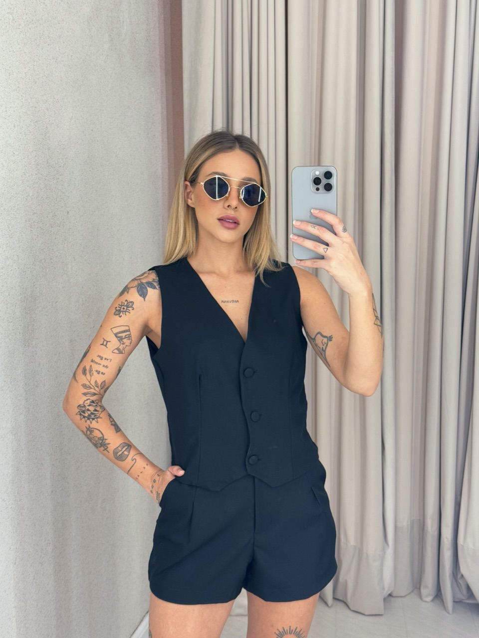 CONJUNTO PETÚNIA SHORT PRETO