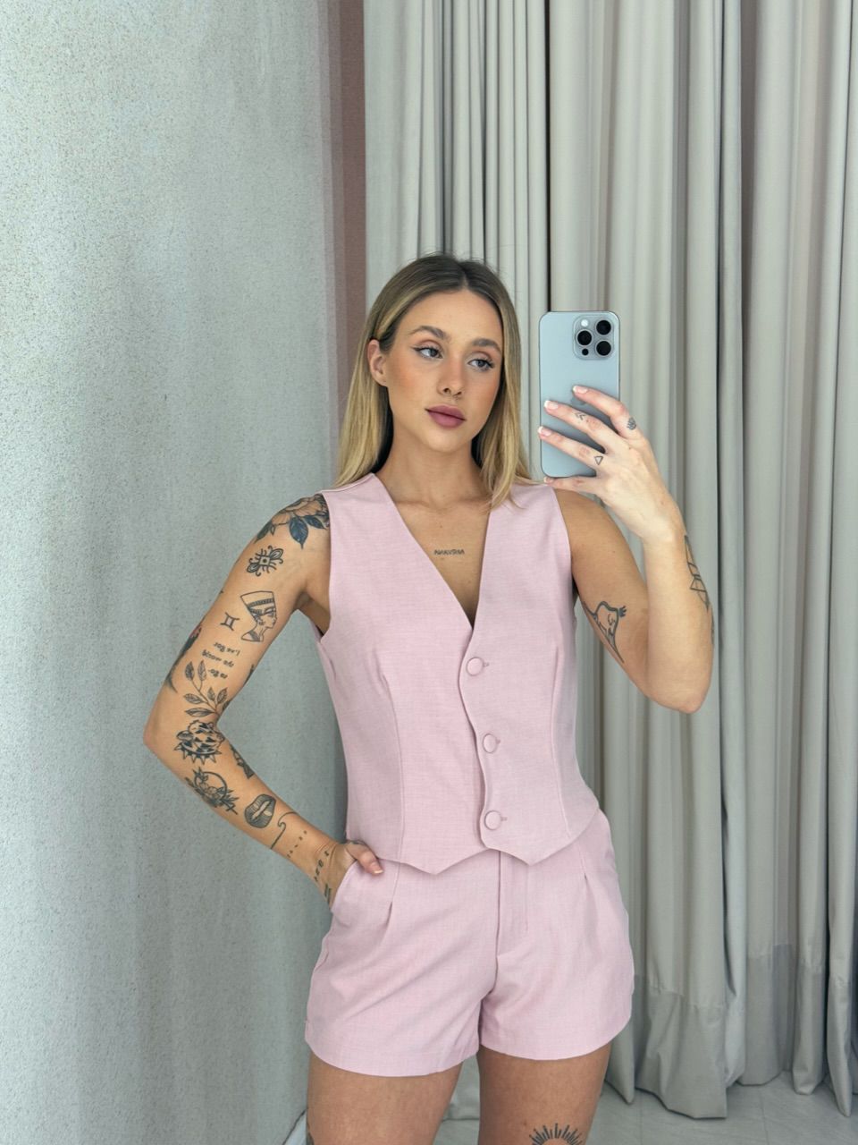 CONJUNTO PETÚNIA SHORT ROSÊ