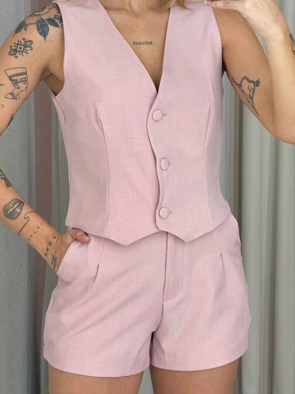 CONJUNTO PETÚNIA SHORT ROSÊ