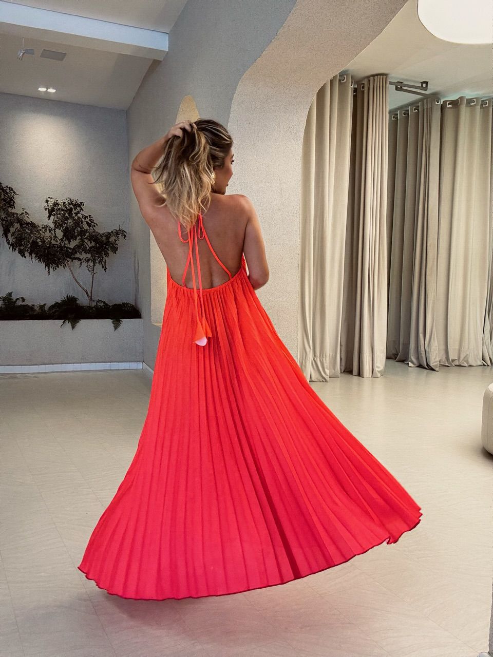 VESTIDO SANTORINI PLISSADO Pink