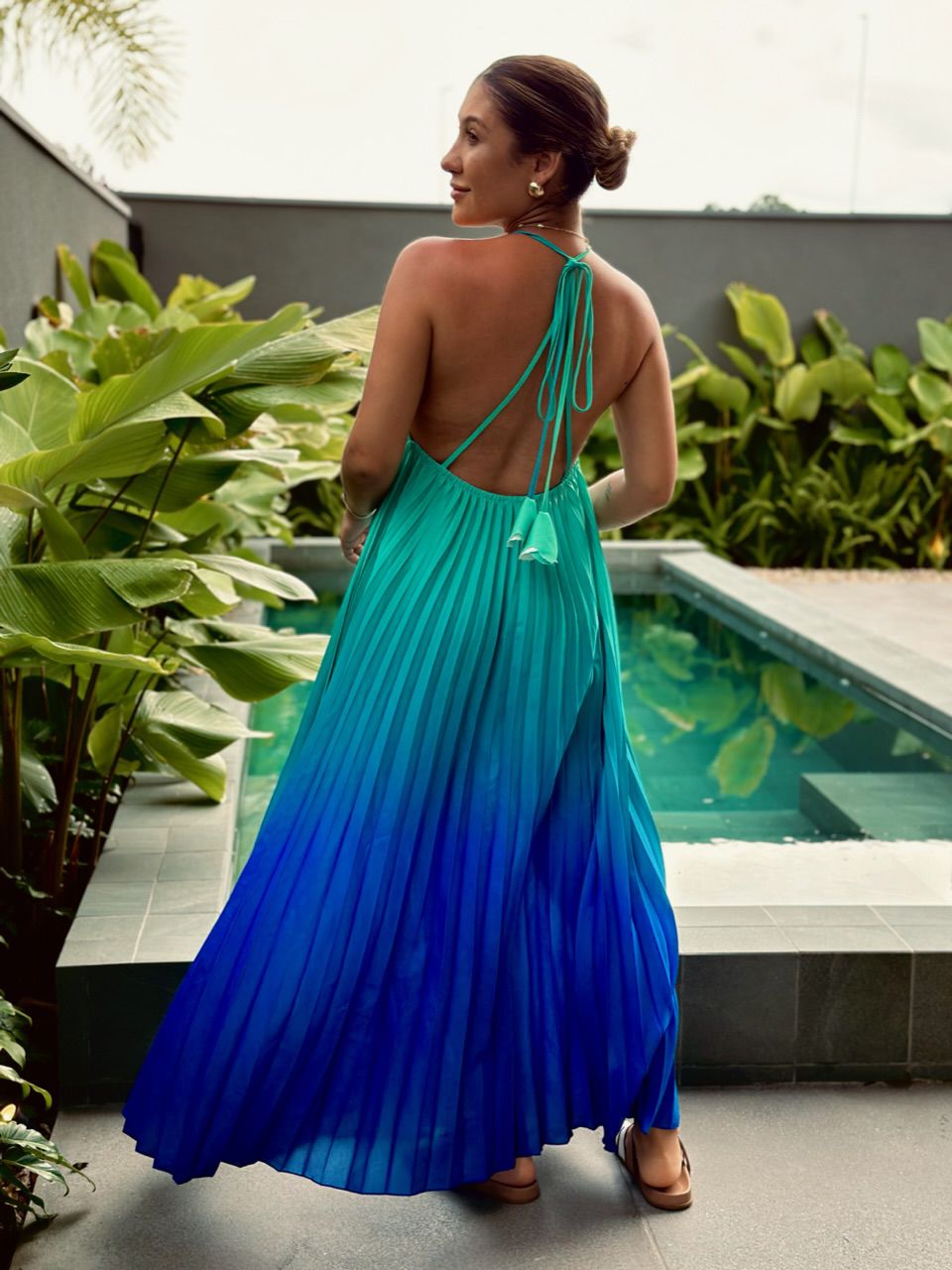 VESTIDO SANTORINI PLISSADO verde