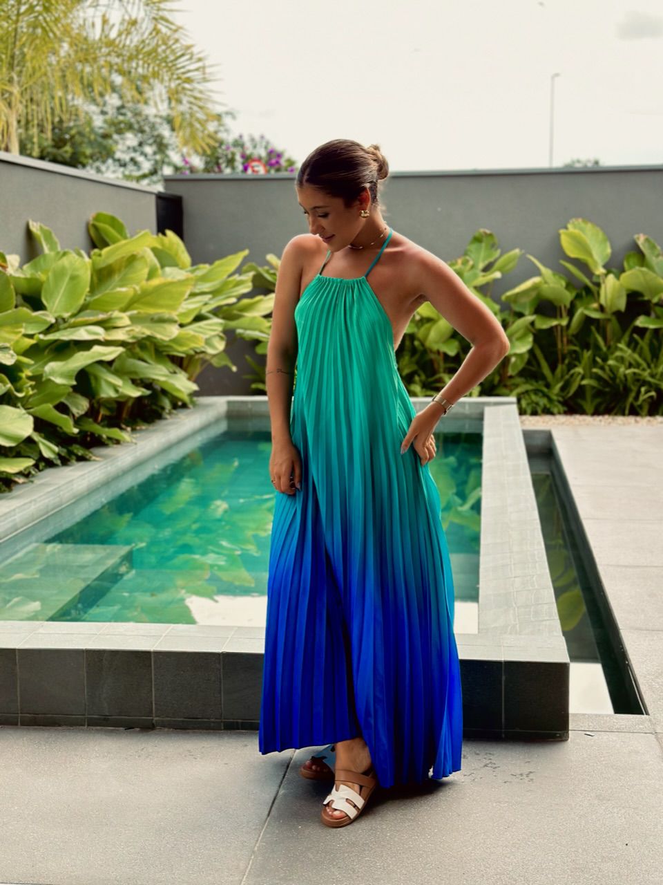 VESTIDO SANTORINI PLISSADO verde