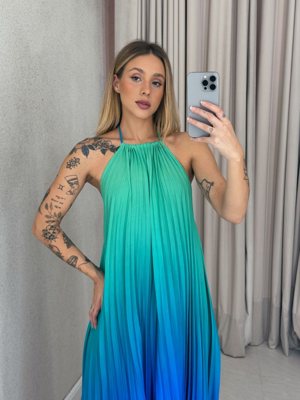 VESTIDO SANTORINI PLISSADO verde