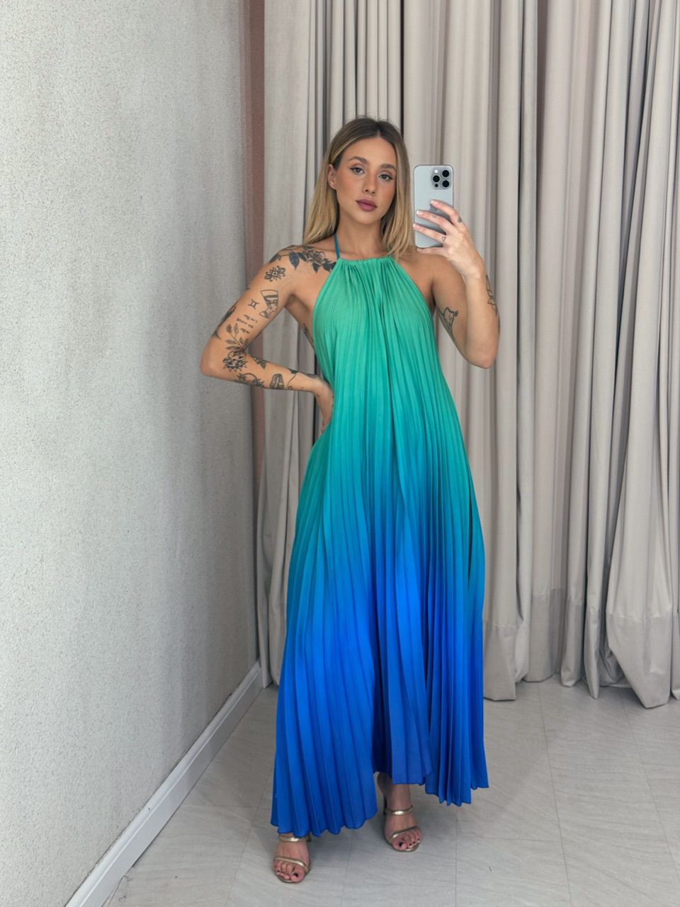 VESTIDO SANTORINI PLISSADO verde