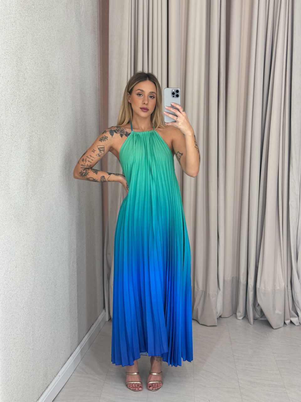 VESTIDO SANTORINI PLISSADO verde