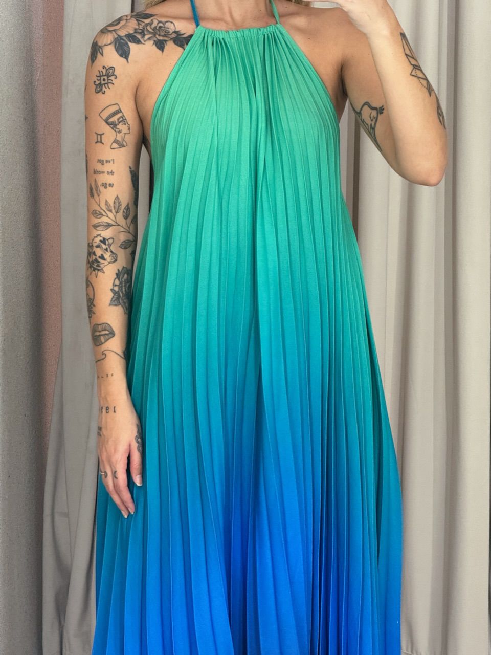 VESTIDO SANTORINI PLISSADO verde