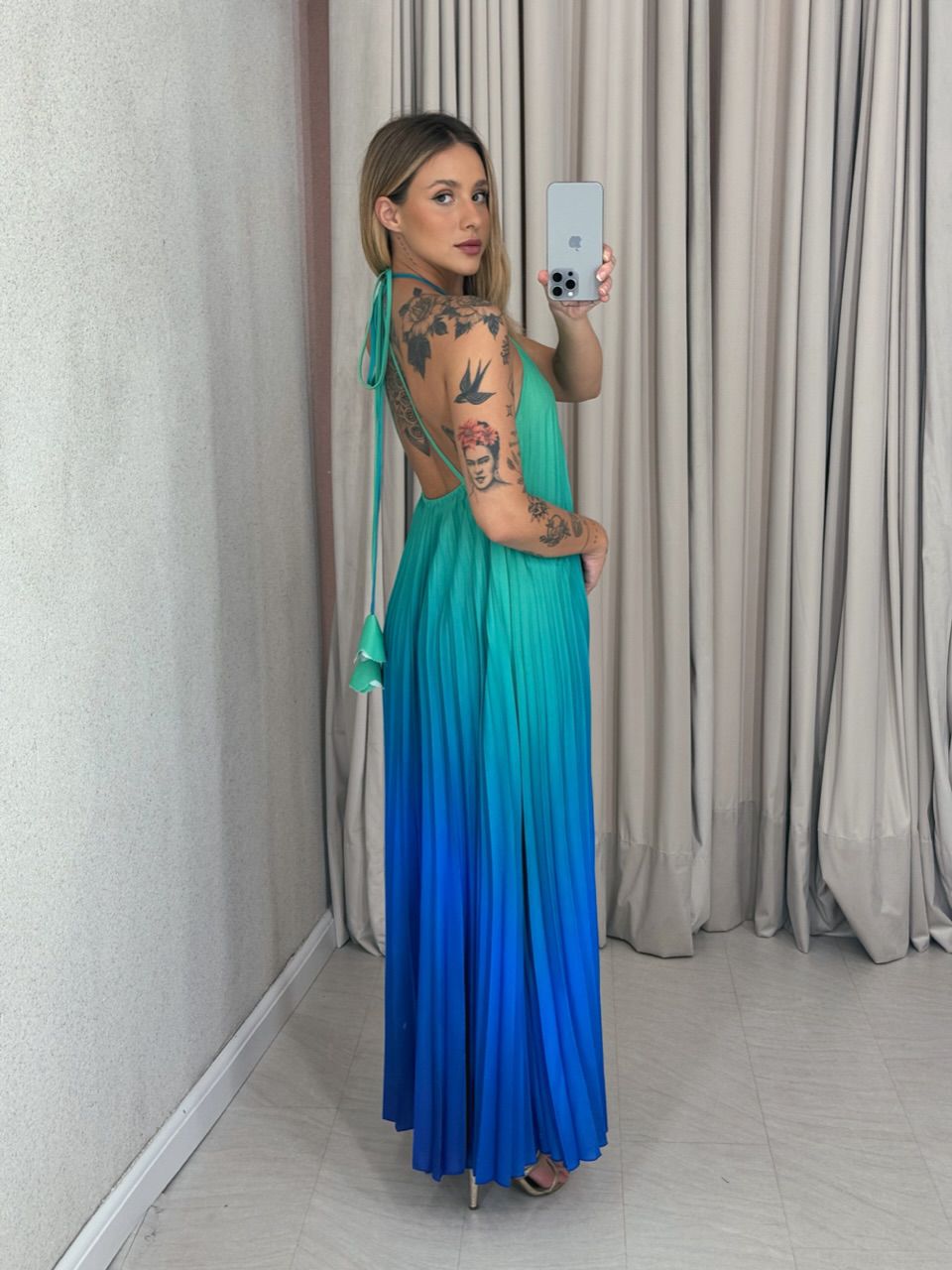 VESTIDO SANTORINI PLISSADO verde